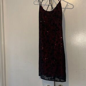 Red Sequin Slip Dress